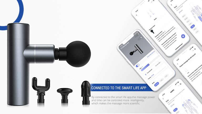 Mini pistola de masaje de percusión inteligente conectada a la aplicación tuya